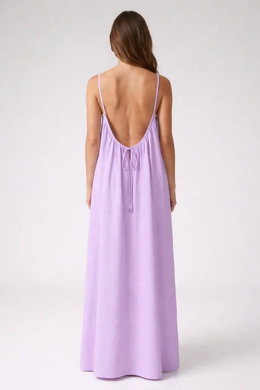 STUNNING BACKLESS MAXI DRESS - Lilac