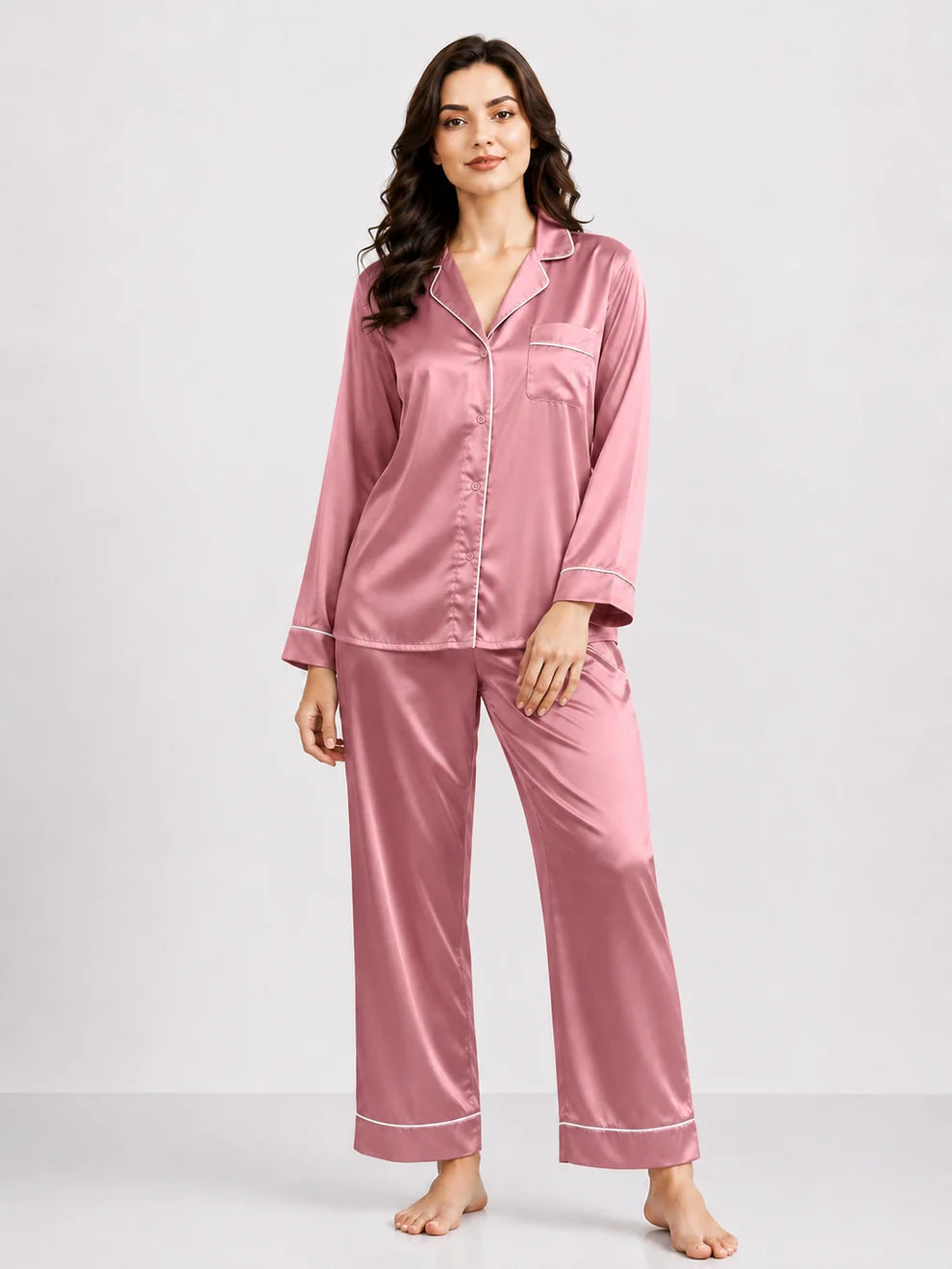 MARIAS - Premium Button Down Silk - Dark Pink