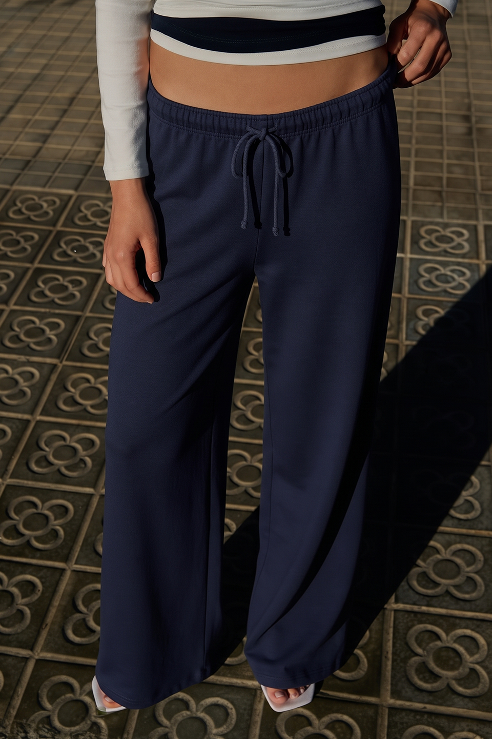 Wide Pull-On Trouser | Navy Blue