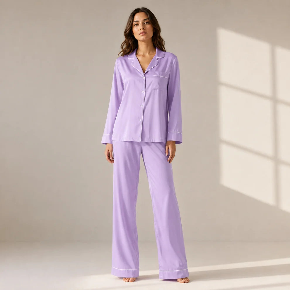 MARIAS - Premium Button Down Silk - Lilac