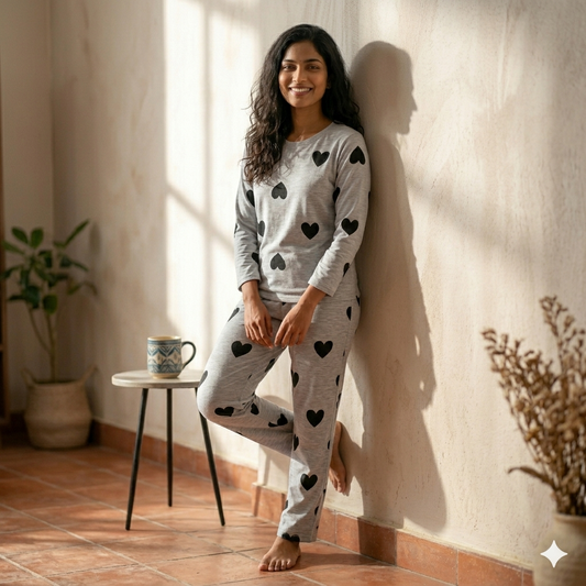 Grey Dil Dil Printed Night Suit