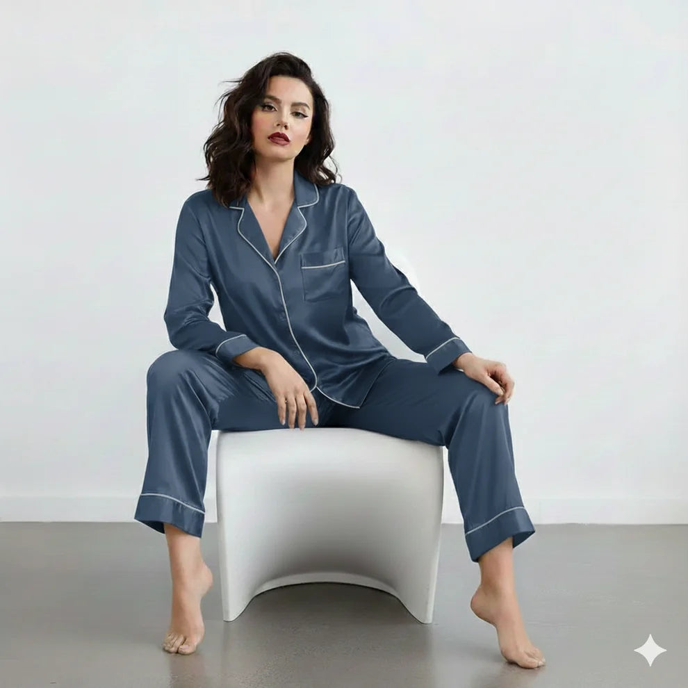 MARIAS - Premium Button Down Silk - SAILOR