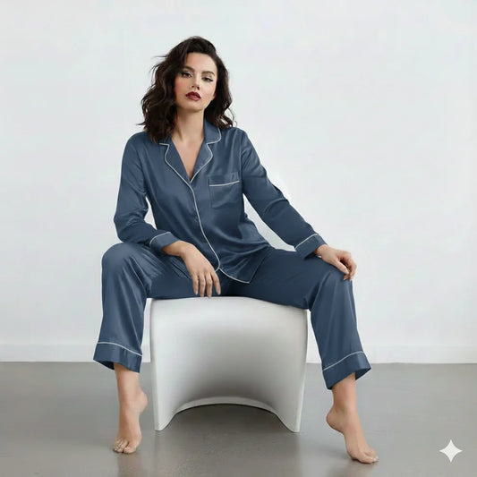 MARIAS - Premium Button Down Silk - SAILOR