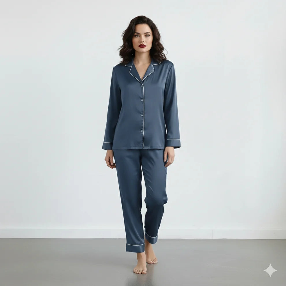 MARIAS - Premium Button Down Silk - SAILOR