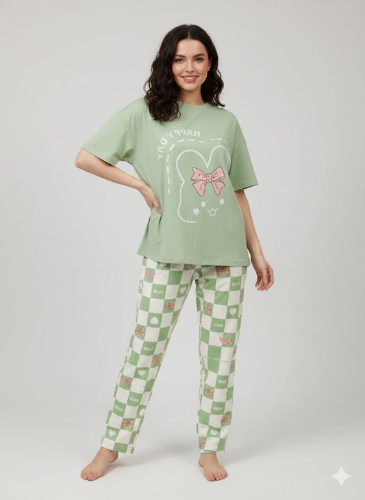 Happy day printed Night suit