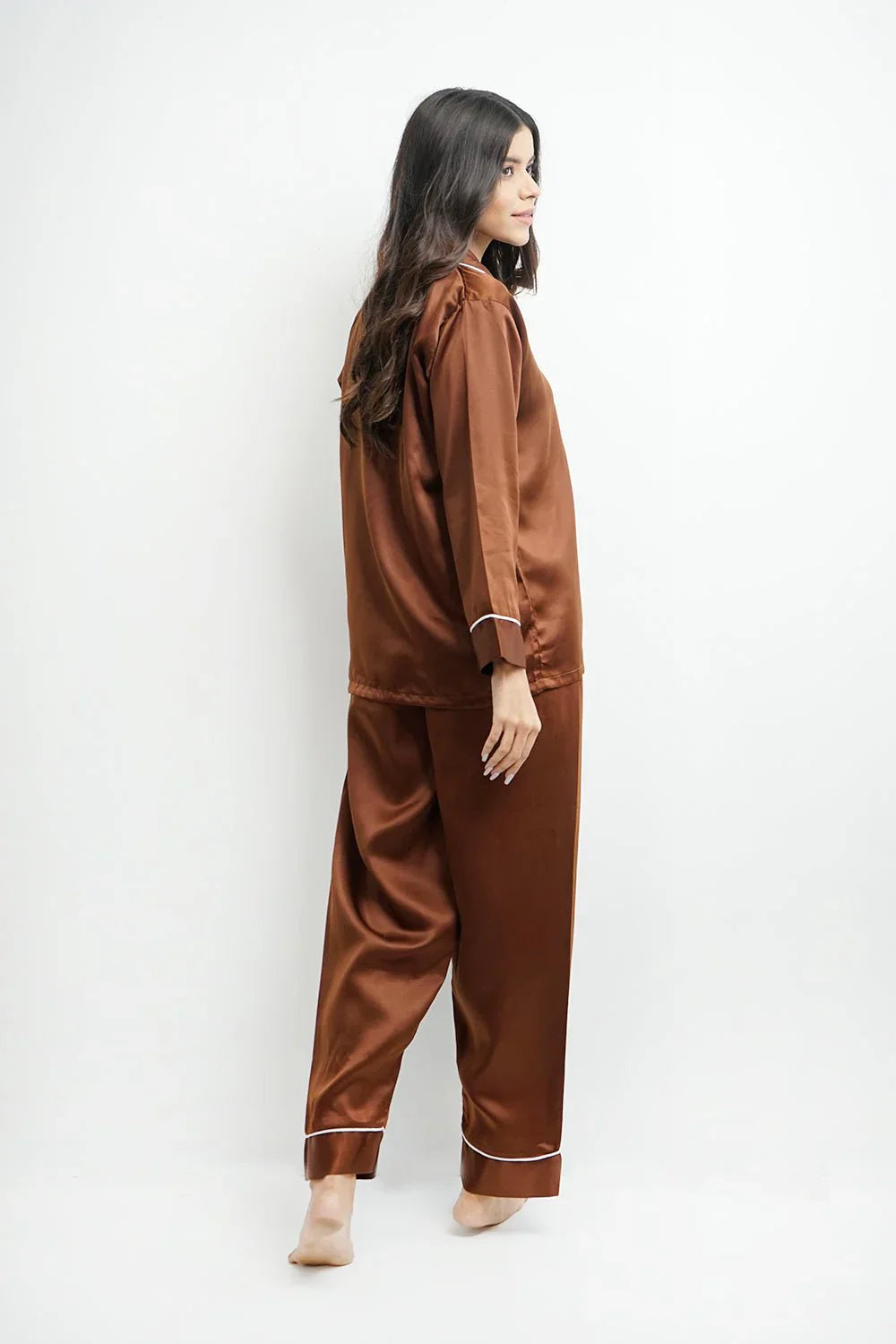 MARIAS - Premium Button Down Silk - Brown