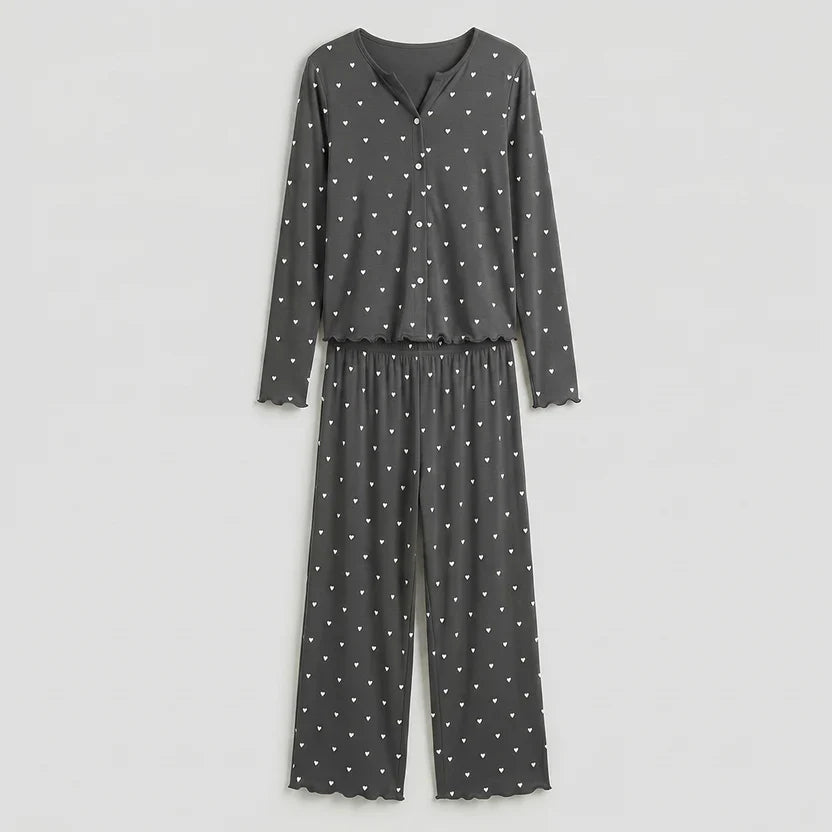Ivory Dream Set (Heart Printed) - Silent Grey