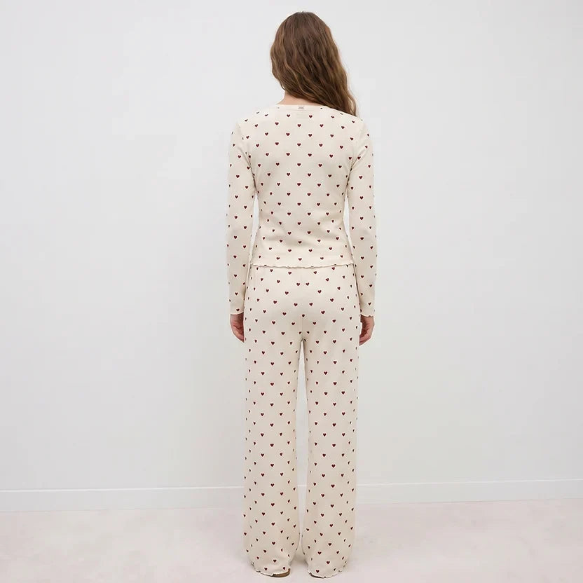 Ivory Dream Set (Heart Printed) - Oat Milk