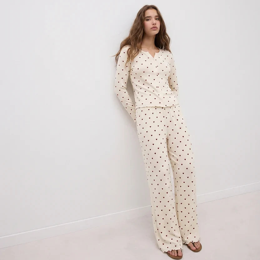 Ivory Dream Set (Heart Printed) - Oat Milk