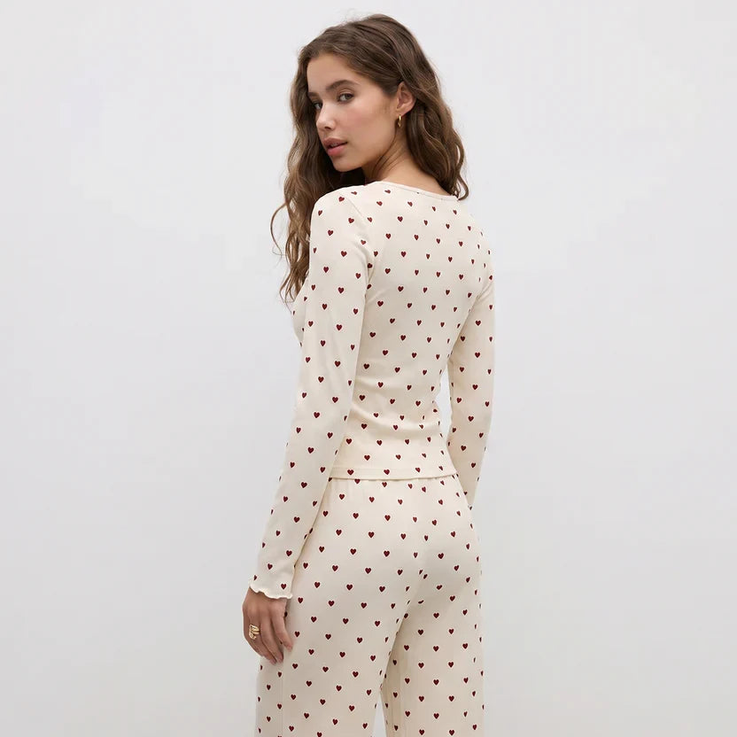 Ivory Dream Set (Heart Printed) - Oat Milk