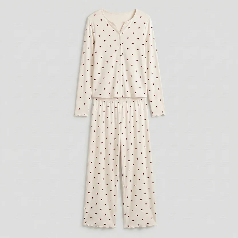 Ivory Dream Set (Heart Printed) - Oat Milk