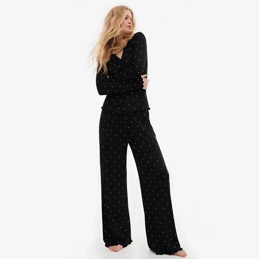 Ivory Dream Dotted Set - Black