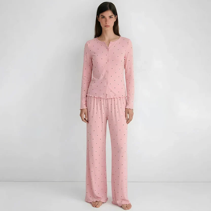 Ivory Dream Dotted Set - Nude Pink