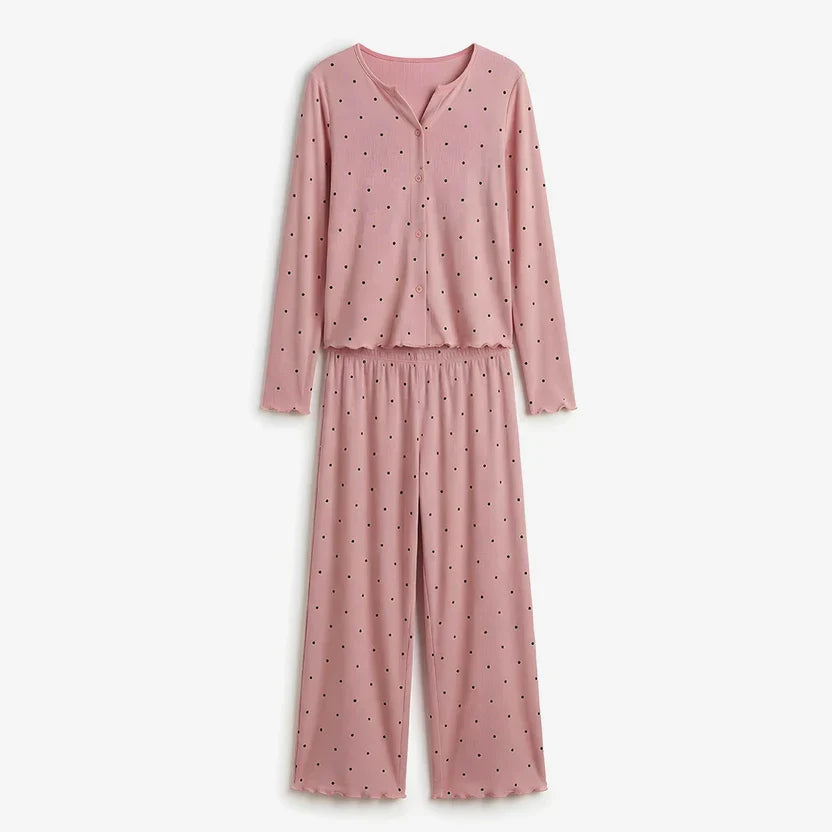 Ivory Dream Dotted Set - Nude Pink