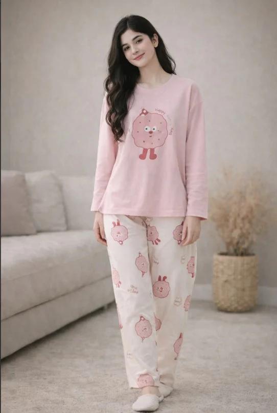 K K Pink Happy Day Printed Night Suit