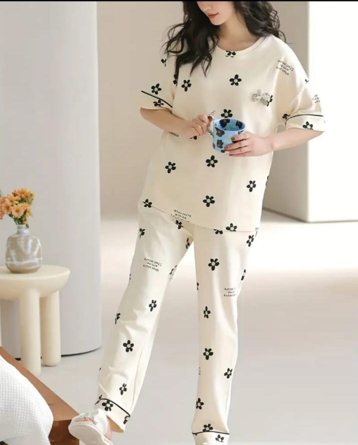 K K Flower Printed Night Suit