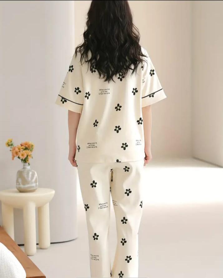 K K Flower Printed Night Suit