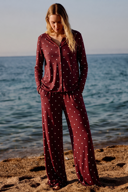 Ivory Dream Set (Heart Printed) - Maroon