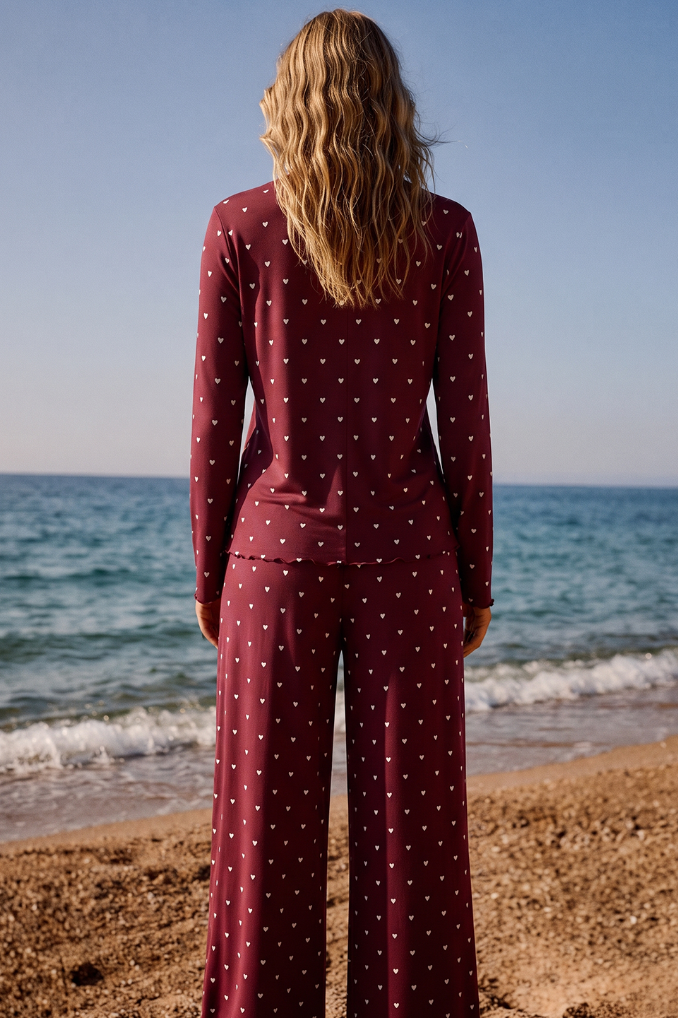 Ivory Dream Set (Heart Printed) - Maroon