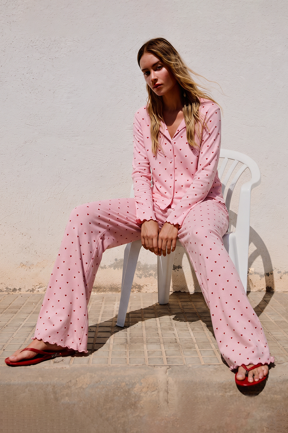 Ivory Dream Set (Heart Printed) - Nude Pink