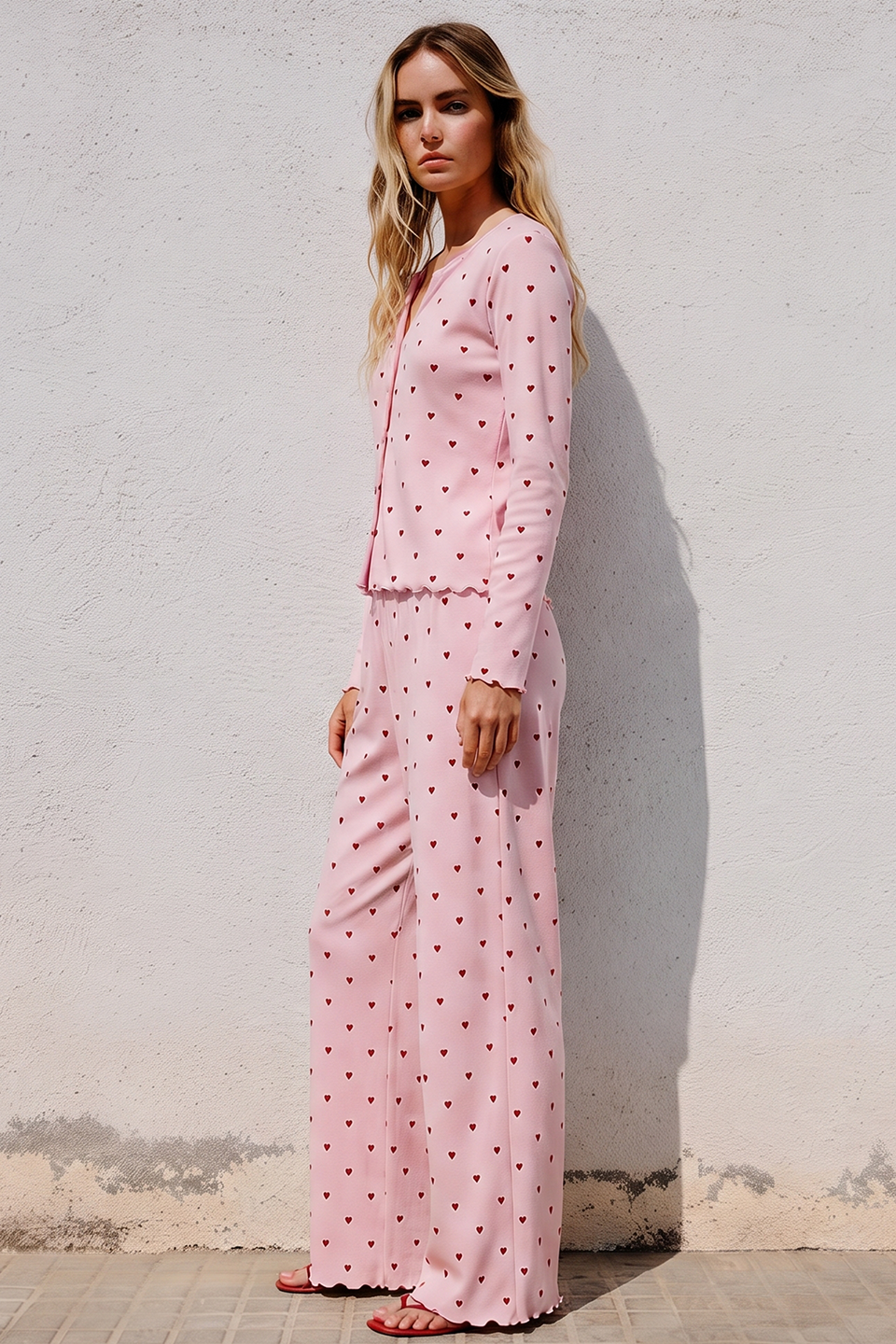 Ivory Dream Set (Heart Printed) - Nude Pink