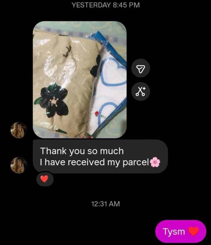 Customer photo of their parcel with the message: thank you so much, I have received my parcel