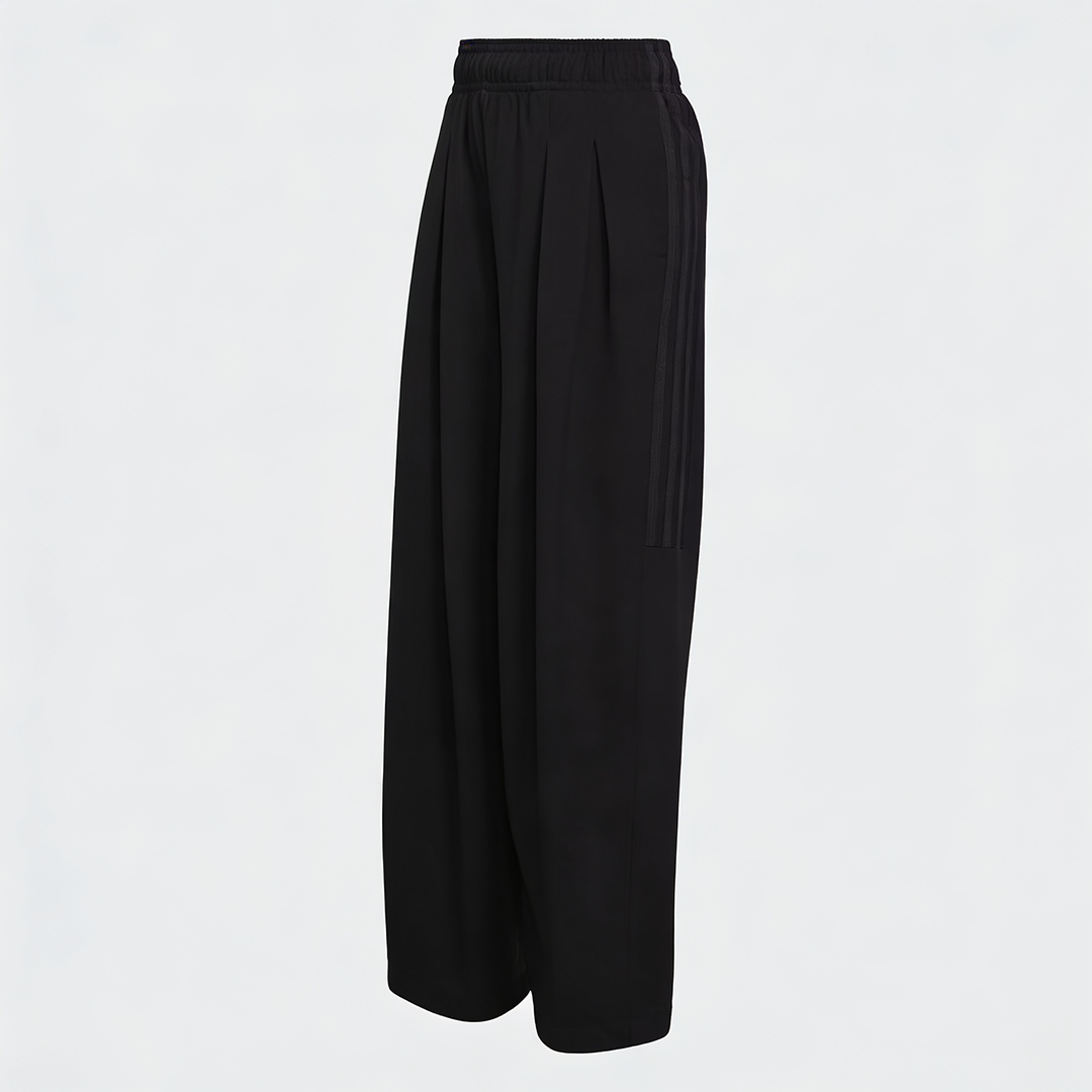 Women Tiro 3-Stripes Wide-leg Pleated Pants - Black