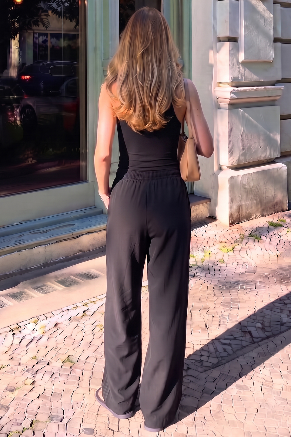Women Tiro 3-Stripes Wide-leg Pleated Pants - Black