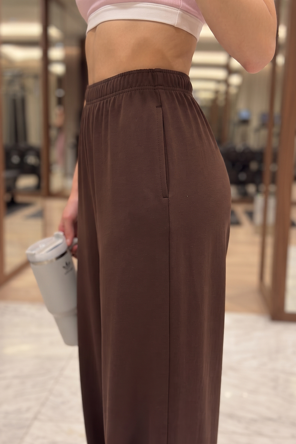 Women Wide-leg Trouser With Scalloped Edge - Mocha